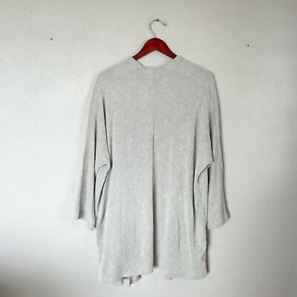 Donni Sandwash Gray Ribbed Open Front Cardigan Sweater OS - Picture 4 of 5
